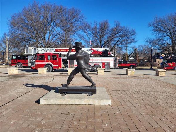 Multiple fire engines wait in front of Morgan Hall. Firefighters went into the building and checked the oxygen levels in the air.