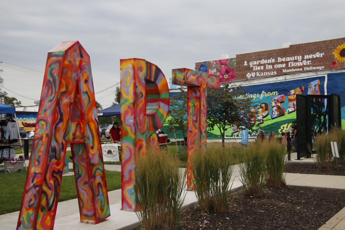The “ART” sculpture stands at the center of the NOTO Arts District, capturing the attention of visitors. The installation welcomed guests to the NOTO event held in Topeka Sept. 5.
