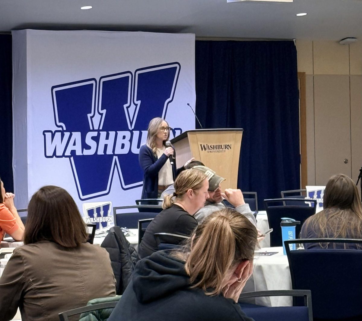 Jennifer Wiard, associate dean for student success and retention, explains that Washburn uses a chatbot to support students and track their transition. Wiard emphasized the role of parents in supporting student success.
