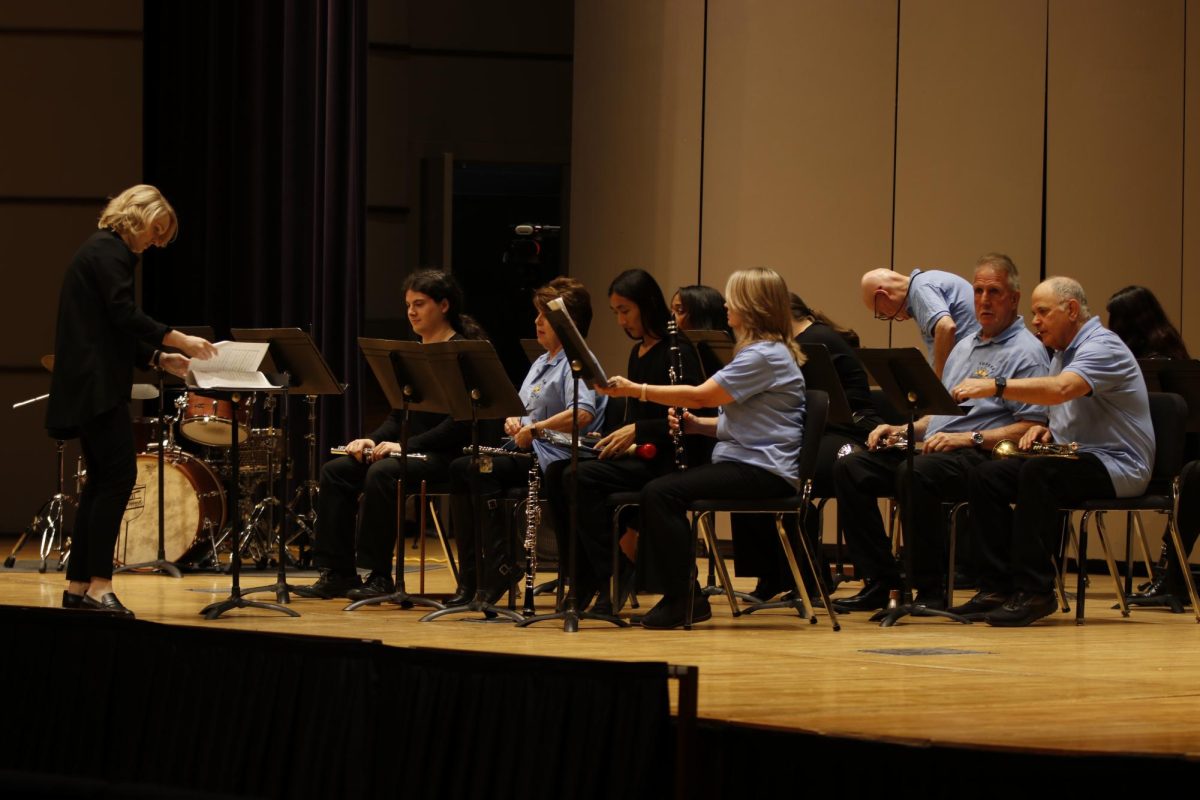 Seven music education students perform as student conductors for the first time during the spring concert, which features performances by the Topeka New Horizons Band, the University Jazz ensemble and the University Band. A total of 14 pieces were performed in the concert.