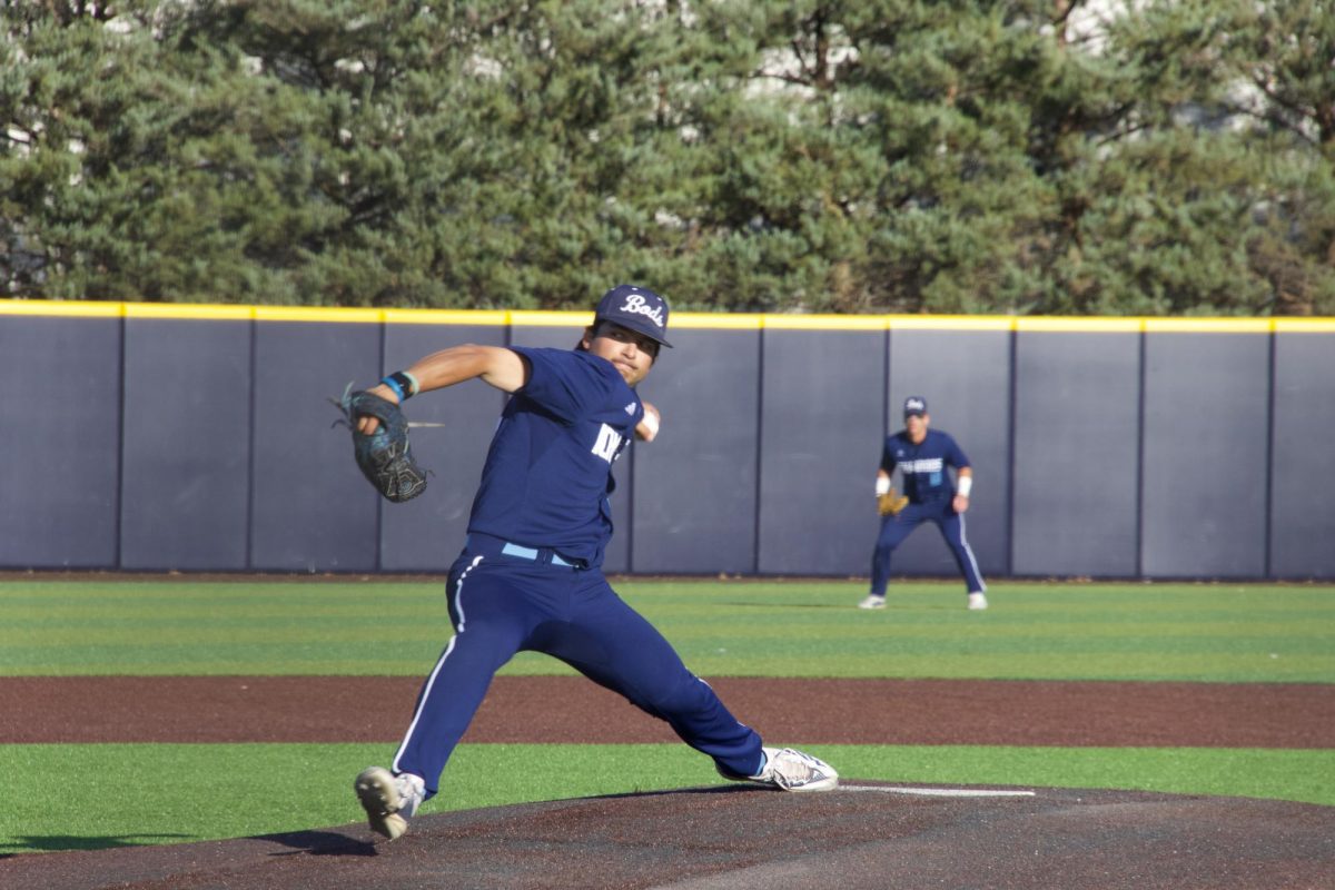 Senior left- handed pitcher Griffin Huiatt throws the ball. Griffin pitched 1.1 innings, allowing 2 hits, 3 runs and 2 walks.